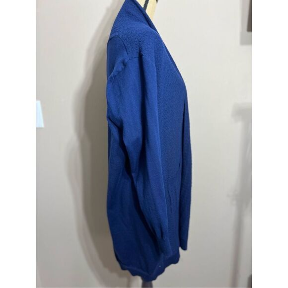 Samantha Erin Open Front Cardigan Size M Navy Duster Cover Up Pockets Sweater - Picture 4 of 13